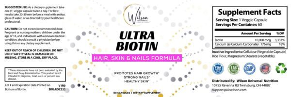 Ultra Biotin is a product for hair, skin, and nails.