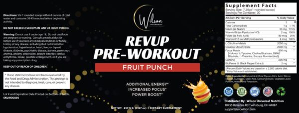 REVUP Pre-Workout Fruit Punch.