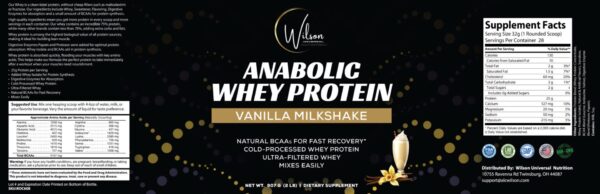 Anabolic Whey Protein Vanilla Cream's description.