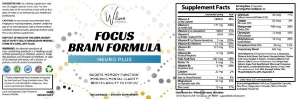 The Focus Formula product label.