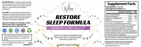 The Restore Sleep Formula is designed to improve sleep quality.