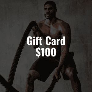 A man holding a rope with the Gift Card $100.