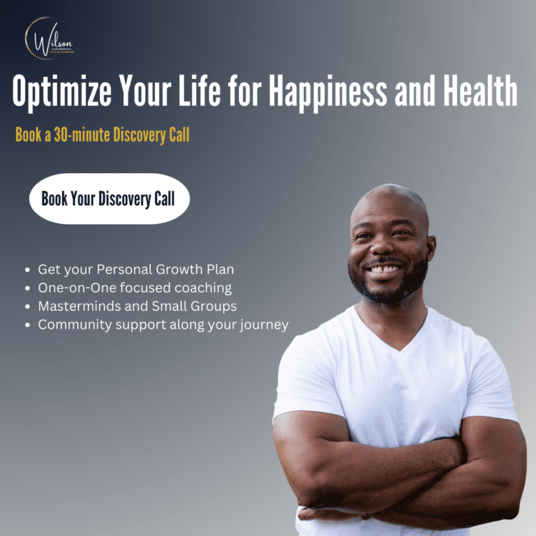 A man with arms crossed and the words optimize your life for happiness and health.